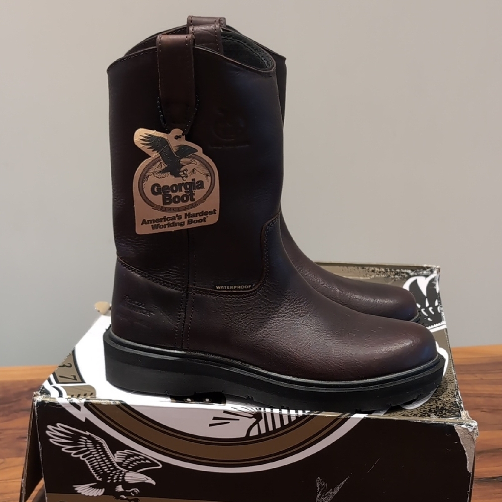 Georgia Boot Dark Brown Suspension Wedge Leather Work Boots Mens 8W